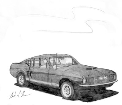 67 shelby mustang GT 500 drawing michael moran pencil